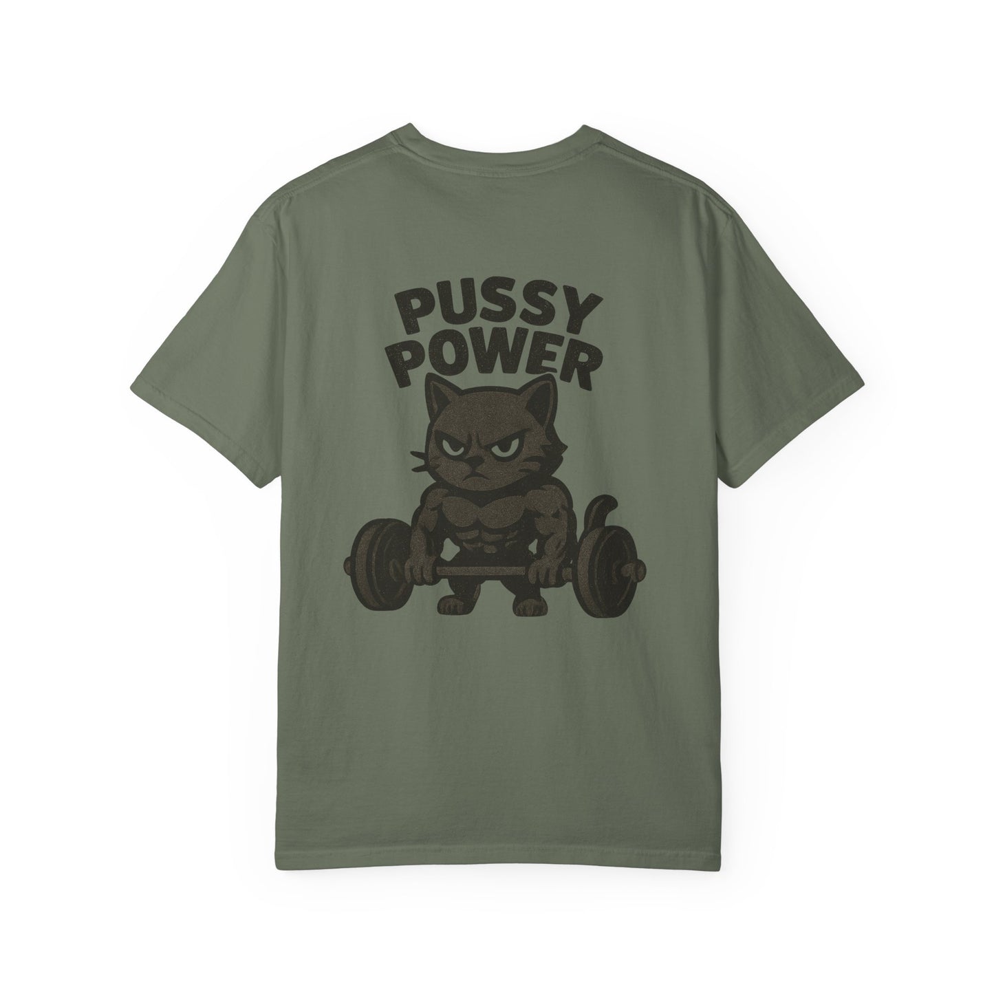 Pussy Power Unisex Garment-Dyed T-shirt, Cat Lover Gift, Workout Top, Funny T-shirt, Cute Animal Tee, Fitness Apparel