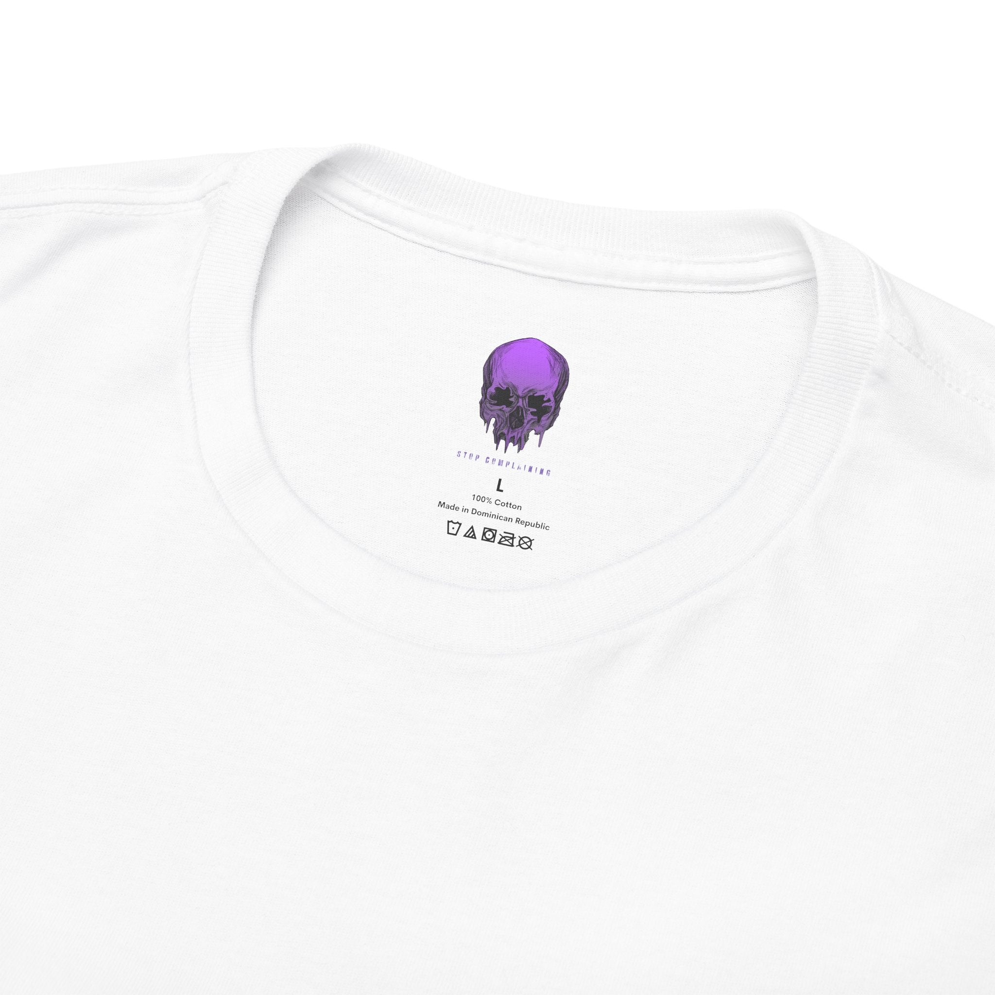 stop complaining t-shirt purple skull t-shirt urban, streetwear t-shirt, skull graphic tee, discipline mindset clothing, Purple Skull T-Shirt – Urban Streetwear Statement