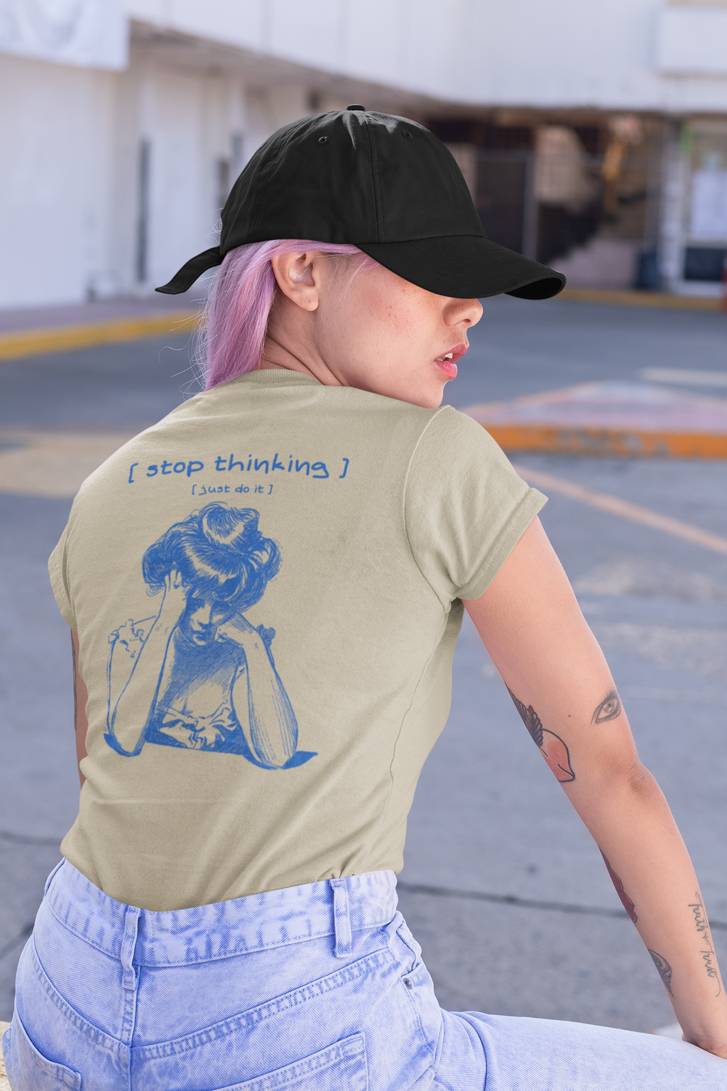 Motivational Unisex Tee, Positive Vibes Shirt, Inspirational Graphic Tshirt, Workout Top, Gym Apparel, Activewear, stop thiking just do it