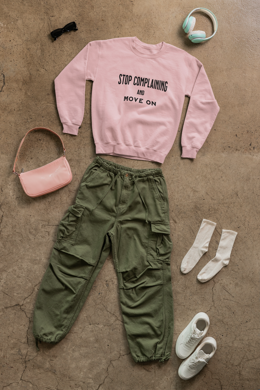 Stop Complaining and Move On Sweatshirt, Comfortable High-Quality Crewneck for Daily Wear, Comfy Jumper, Novelty Sweater, Funny Graphic Top,