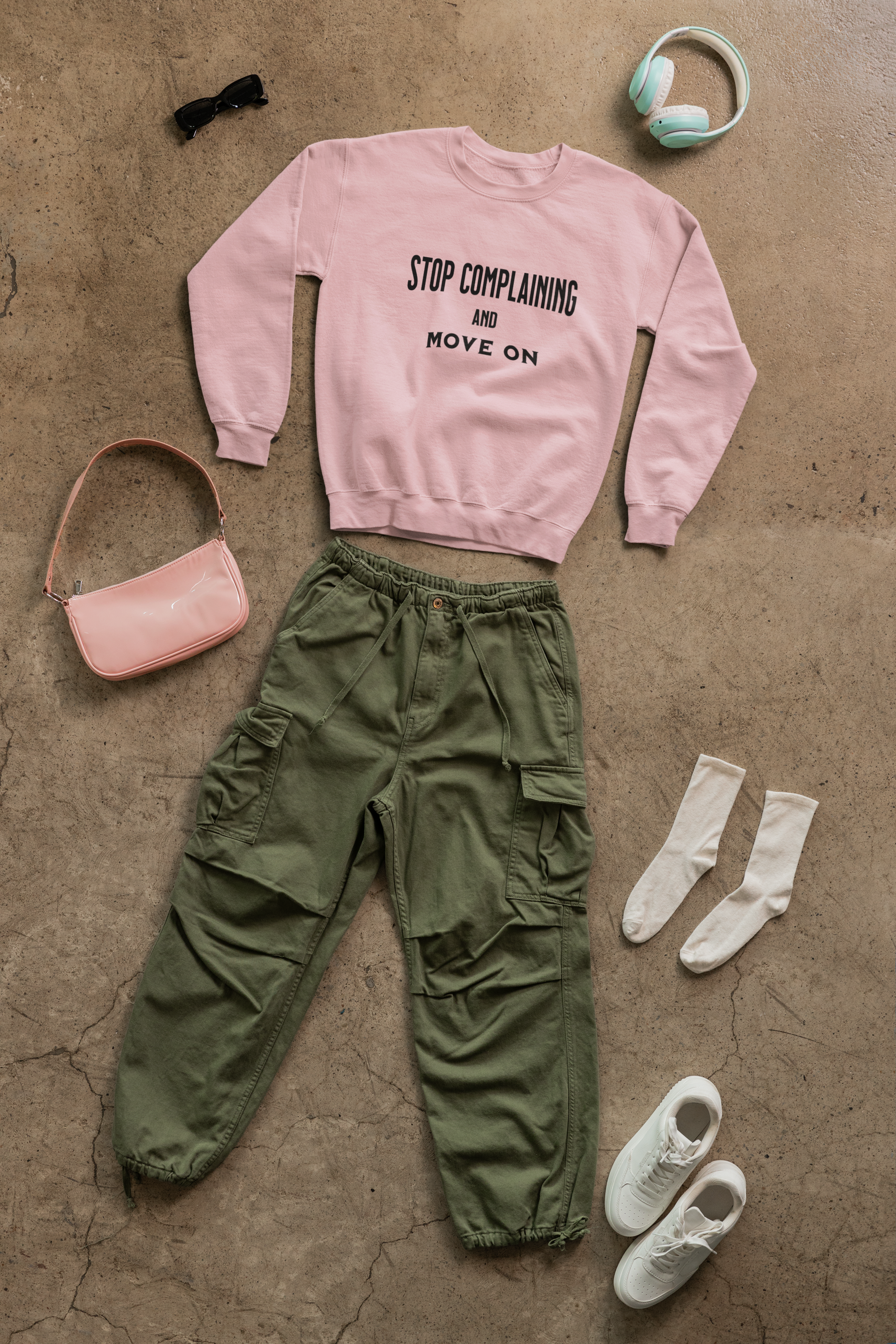 Stop Complaining and Move On Sweatshirt, Comfortable High-Quality Crewneck for Daily Wear, Comfy Jumper, Novelty Sweater, Funny Graphic Top,