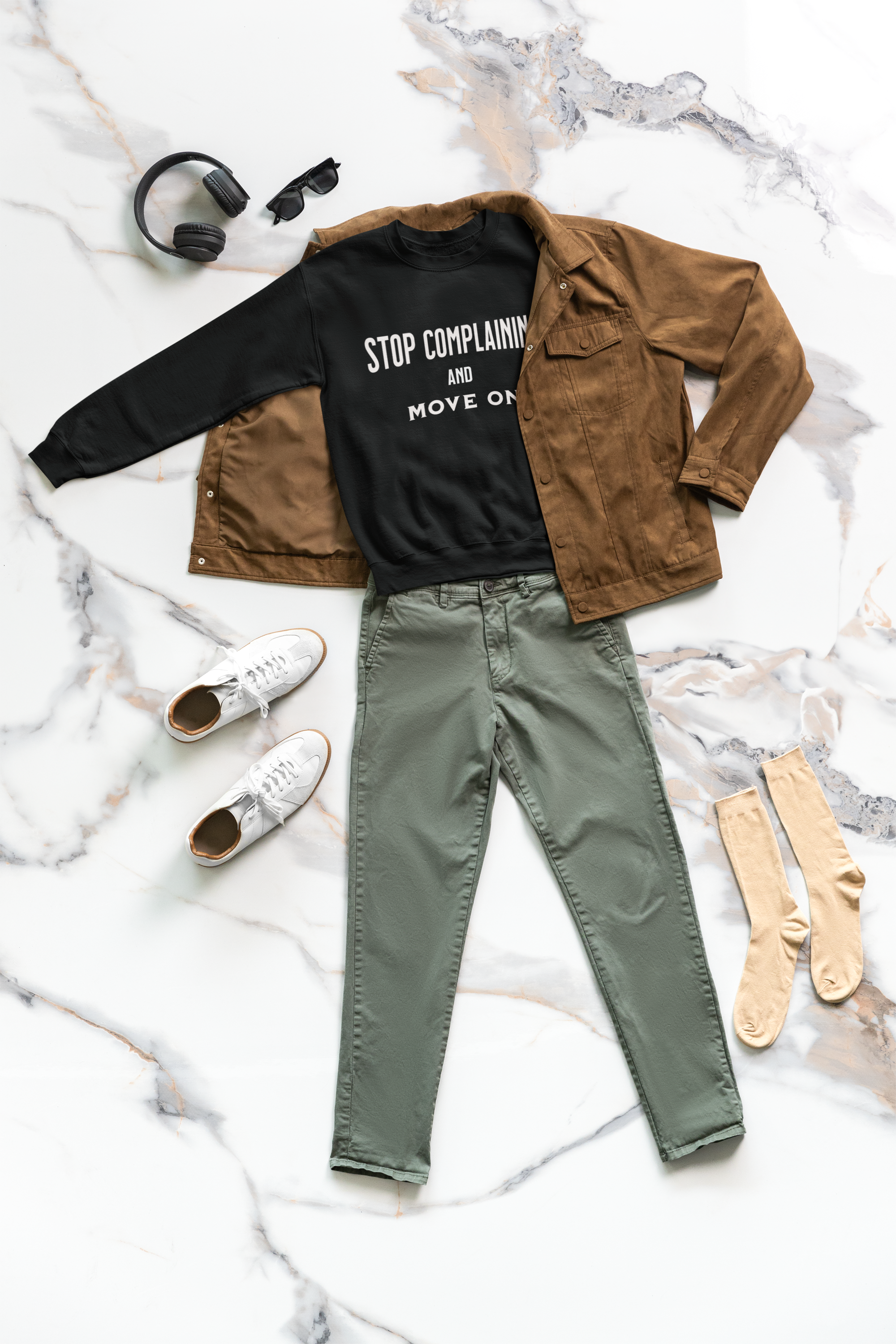 Stop Complaining and Move On Sweatshirt, Comfortable High-Quality Crewneck for Daily Wear, Comfy Jumper, Novelty Sweater, Funny Graphic Top,